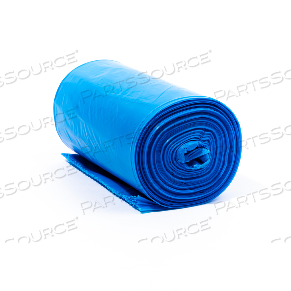 BLUE SOILED LINEN CAN LINER, 37X50 1.3 MIL BLUE 150/CS 10/15'S CORELESS STAR SEAL SOILED LINEN PRINT IN BLACK INK by NORAMCO (North America Plastics & Chemicals Co. Inc_