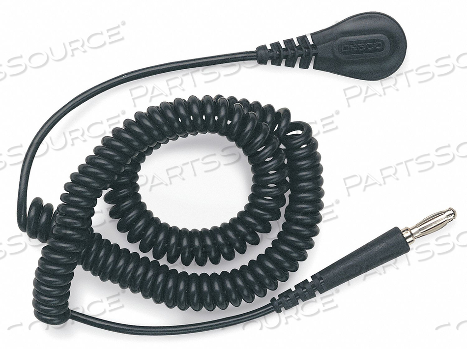 COIL CORD 12 FT THERMOPLASTIC ELASTOMER SNAP SOCKET - BLACK by Desco
