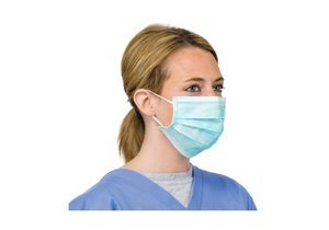 PROTECTIVE FACE MASK, WHITE, ROUND EARLOOPS, SINGLE USE, MEETS ASTM F2100-19, CFR, ISO by Key Surgical