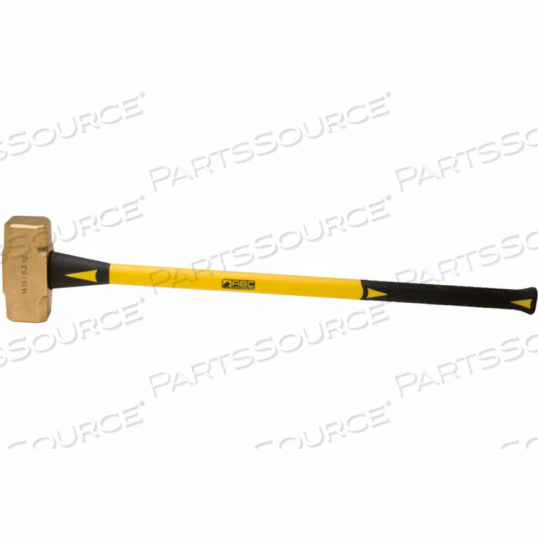 14 LB. NON-SPARKING BRASS HAMMER, 33" FIBERGLASS HANDLE by ABC Hammers Inc.