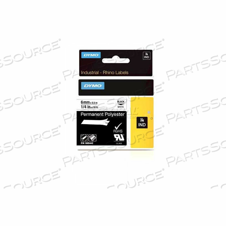 RHINO 3/8" CLEAR PERMANENT POLY LABELS by Dymo