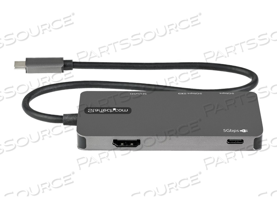 USB C MULTIPORT ADAPTER, USB-C TO 4K 30HZ HDMI, 100W POWER DELIVERY PASS-THROUGH, SD/MICROSD SLOT, 3-PORT USB 3.0 HUB, USB TYPE-C MINI DOCK, by StarTech.com Ltd. USB C MULTIPORT ADAPTER, USB-C TO 4K 30HZ HDMI, 100W POWER DELIVERY PASS-THROUGH, SD/MICROSD SLOT, 3-PORT USB 3.0 HUB, USB TYPE-C MINI DOCK, by StarTech.com Ltd.