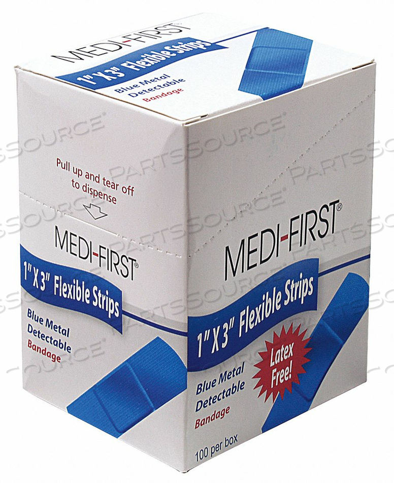 METAL DETECTABLE BANDAGES BLUE PK100 by Medi-First