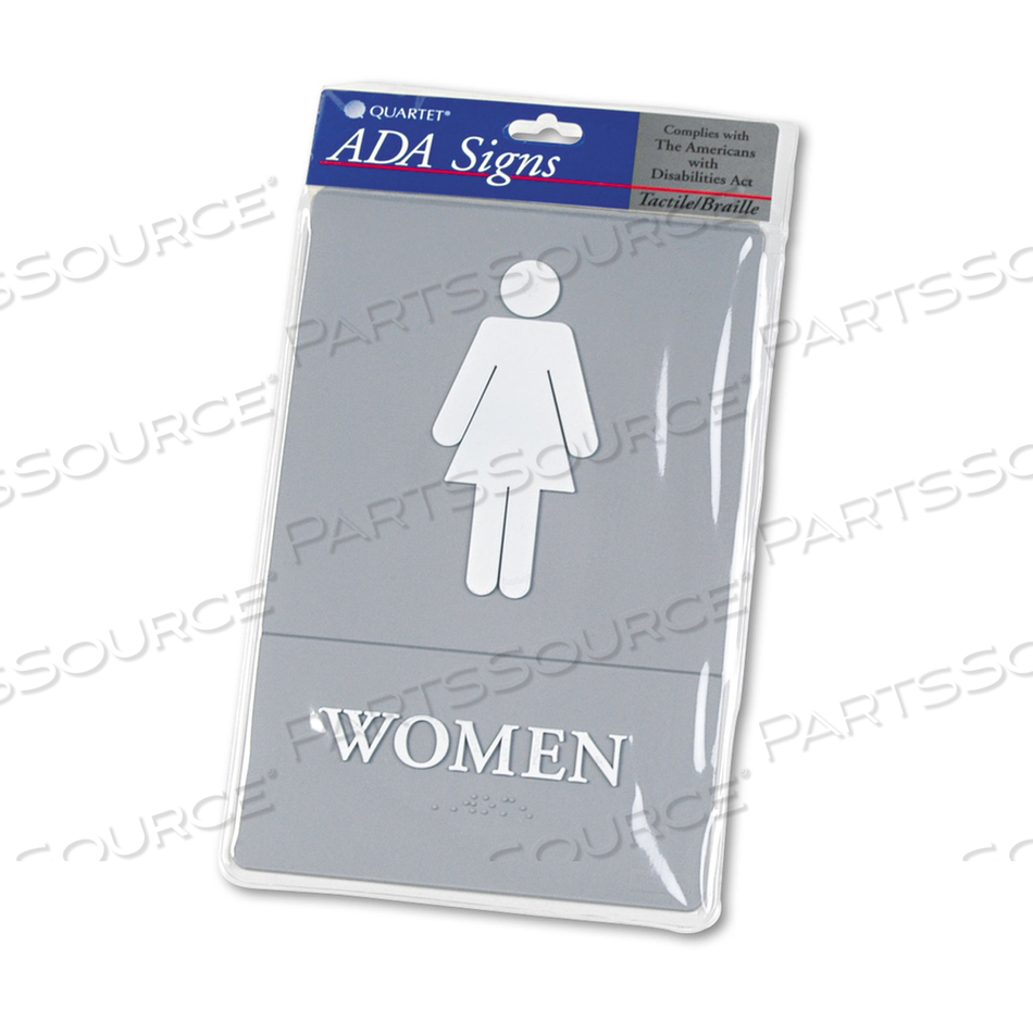 ADA SIGN, WOMEN RESTROOM SYMBOL W/TACTILE GRAPHIC, MOLDED PLASTIC, 6 X 9, GRAY by HeadLine Sign ADA SIGN, WOMEN RESTROOM SYMBOL W/TACTILE GRAPHIC, MOLDED PLASTIC, 6 X 9, GRAY by HeadLine Sign