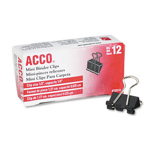 BINDER CLIPS, MINI, BLACK/SILVER, DOZEN by ACCO Brands BINDER CLIPS, MINI, BLACK/SILVER, DOZEN by ACCO Brands