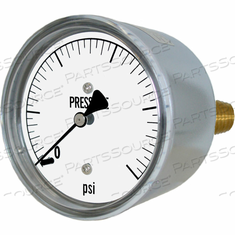 2.5" LOW PRESSURE GAUGE, 1/4"NPT, 0/3 PSI, DRY NON-FILLABLE, CTR BACK MOUNT 