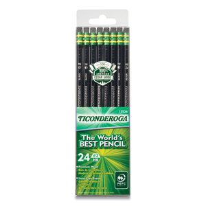 PENCILS, HB (#2), BLACK LEAD, BLACK BARREL, 24/PACK by Dixon Ticonderoga