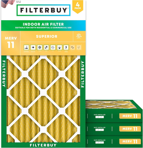 PLEATED HVAC FURNACE AIR FILTER, MERV 11, 20X32X2, PACKAGE OF 4 by Filterbuy, Inc.
