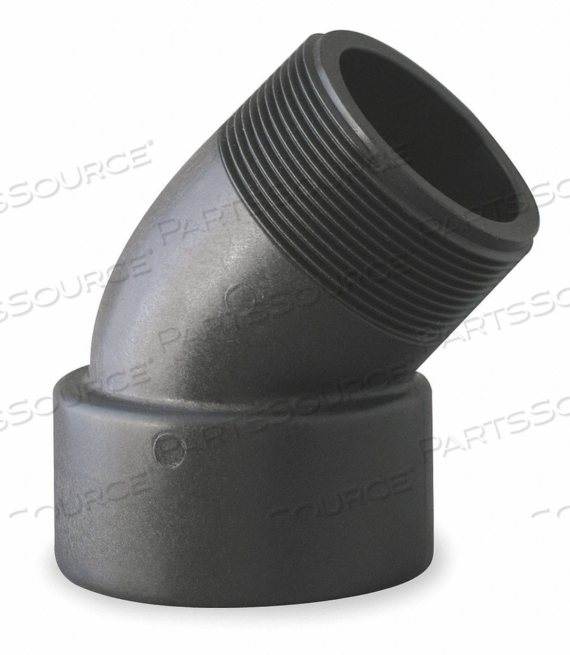 45° STREET ELBOW, 1 IN X 1 IN FITTING PIPE SIZE, SCHEDULE 80, FEMALE NPT X MALE NPT, 300 PSI, BLACK by Banjo 45° STREET ELBOW, 1 IN X 1 IN FITTING PIPE SIZE, SCHEDULE 80, FEMALE NPT X MALE NPT, 300 PSI, BLACK by Banjo