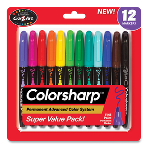 COLORSHARP PERMANENT MARKERS, FINE BULLET TIP, ASSORTED COLORS, 12/SET by Cra-Z-Art