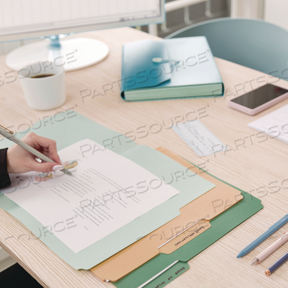 U-ECO POLY FILE FOLDERS, 1/3 CUT TABS: ASSORTED, LETTER SIZE, 0.5" EXPANSION, ASSORTED COLORS, 24/PACK U-ECO POLY FILE FOLDERS, 1/3 CUT TABS: ASSORTED, LETTER SIZE, 0.5" EXPANSION, ASSORTED COLORS, 24/PACK