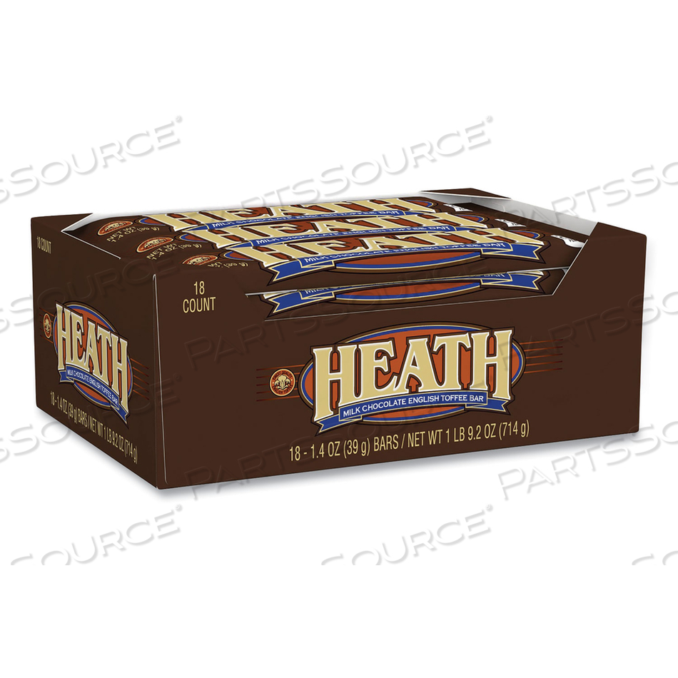 MILK CHOCOLATE ENGLISH TOFFEE CANDY BAR, 1.4 OZ BAR, 18 BARS/BOX 