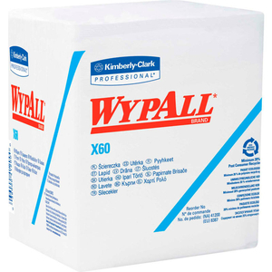 WYPALL X60 WIPERS 1/4 FOLD 12-1/2" X 13", WHITE 76 WIPES/BOX 12/CASE by Kimberly-Clark Corporation