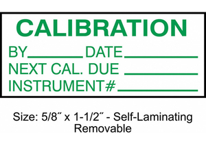 CALIBRATION LABEL ENG GREEN/WHITE PK350 by Strance, Inc.