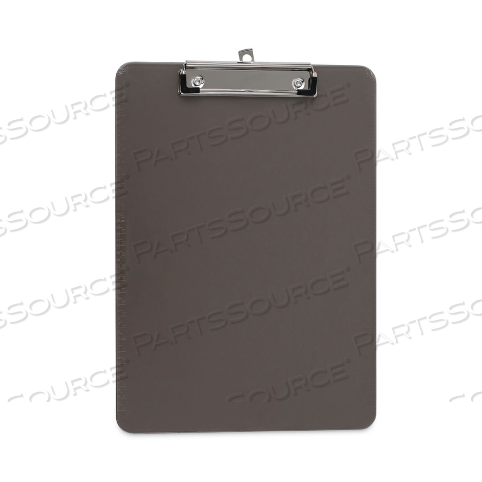 PLASTIC CLIPBOARD WITH LOW PROFILE CLIP, 0.5" CLIP CAPACITY, HOLDS 8.5 X 11 SHEETS, TRANSLUCENT BLACK by Universal PLASTIC CLIPBOARD WITH LOW PROFILE CLIP, 0.5" CLIP CAPACITY, HOLDS 8.5 X 11 SHEETS, TRANSLUCENT BLACK by Universal