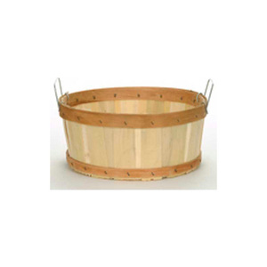 1/2 BUSHEL SHALLOW WOOD BASKET WITH TWO METAL HANDLES 12 PC - HONEY STAIN by Texas Basket Co.