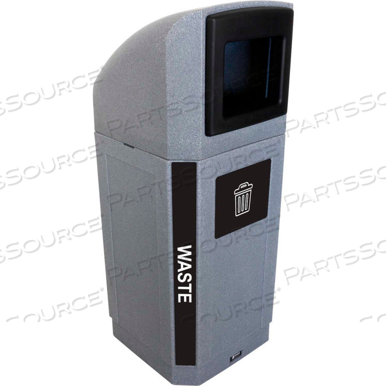 OUTDOOR OCTO CONTAINER - WASTE, 32 GALLON - GRAYSTONE/BLACK by Busch Systems International Inc OUTDOOR OCTO CONTAINER - WASTE, 32 GALLON - GRAYSTONE/BLACK by Busch Systems International Inc