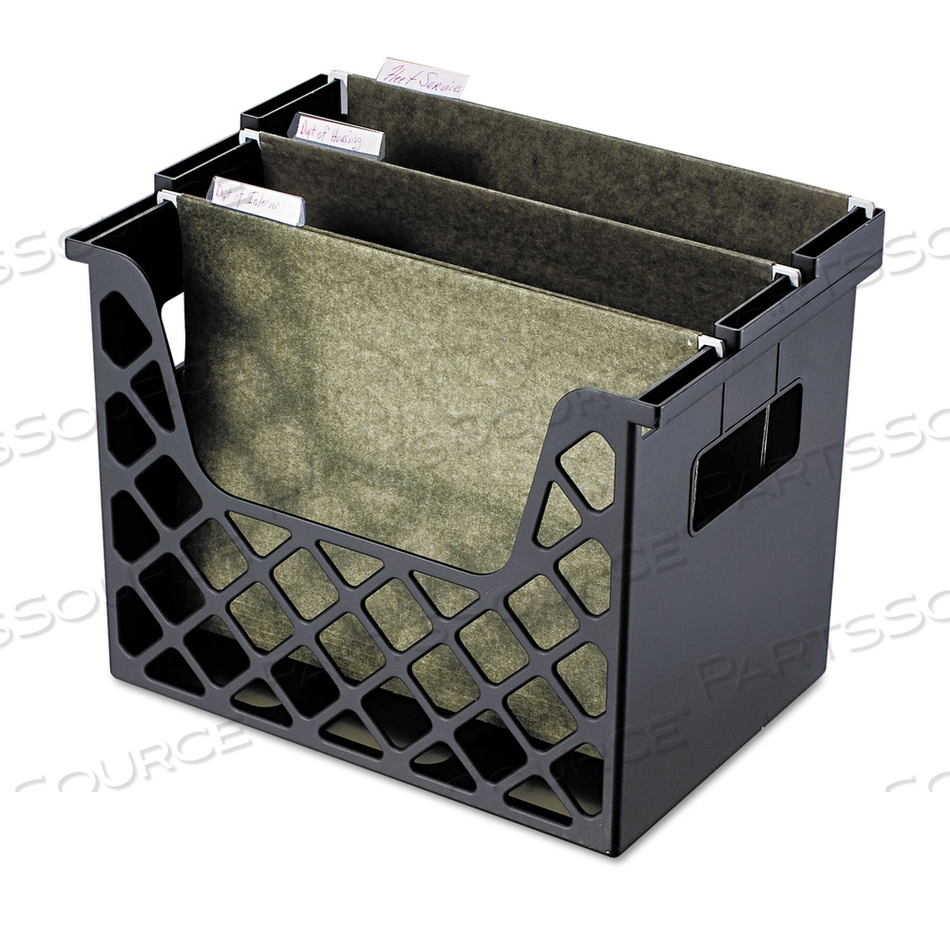 RECYCLED DESKTOP FILE ORGANIZER, 3 SECTIONS, LETTER SIZE FILES, 13.25" X 8.63" X 10.75", BLACK by Officemate