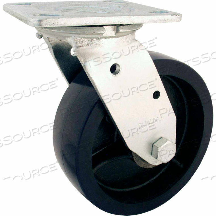 8" RUBBER ON IRON WHEEL SWIVEL CASTER WITH OPTIONAL MOUNTING PLATE 