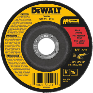 DW4514 DEWALT GRINDING WHEEL,4-1/2X1/4X7/8 METAL FAST CUT DCW by DeWalt