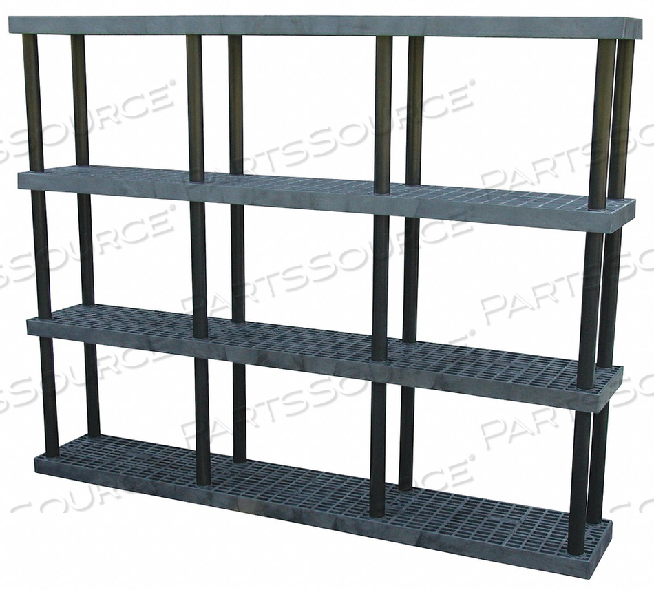 STRUCTURAL PLASTIC VENTED SHELVING, 96"W X 16"D X 75"H, BLACK by SPC Industrial