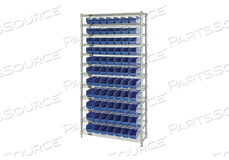 BIN SHELVING 74 OVERALL H 88 BINS BLUE by Quantum Storage Systems BIN SHELVING 74 OVERALL H 88 BINS BLUE by Quantum Storage Systems
