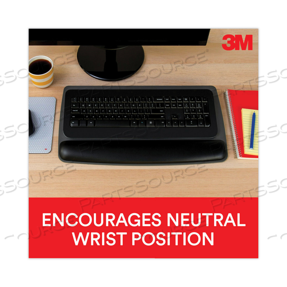 ANTIMICROBIAL GEL KEYBOARD WRIST REST PLATFORM, 19.6 X 10.6, BLACK/GRAY/SILVER by 3M Consumer