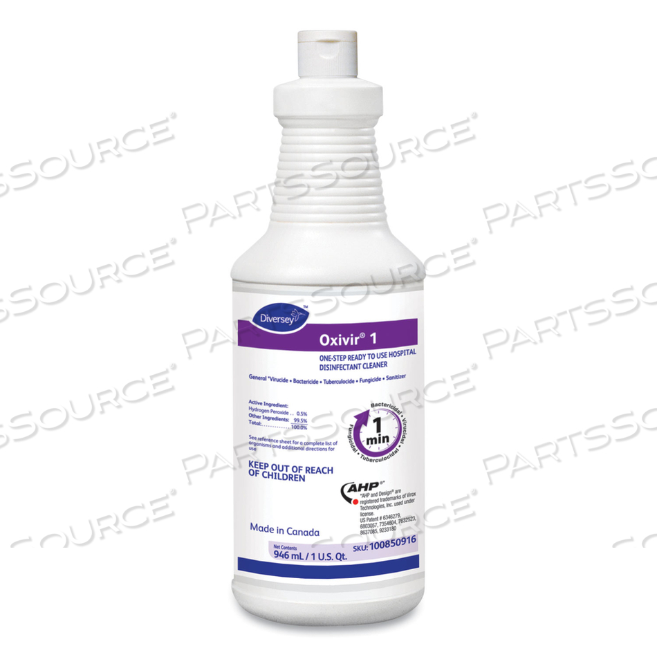 OXIVIR HYDROGEN PEROXIDE DISINFECTANT CLEANER, 32 OZ., 12 BOTTLES by Diversey OXIVIR HYDROGEN PEROXIDE DISINFECTANT CLEANER, 32 OZ., 12 BOTTLES by Diversey