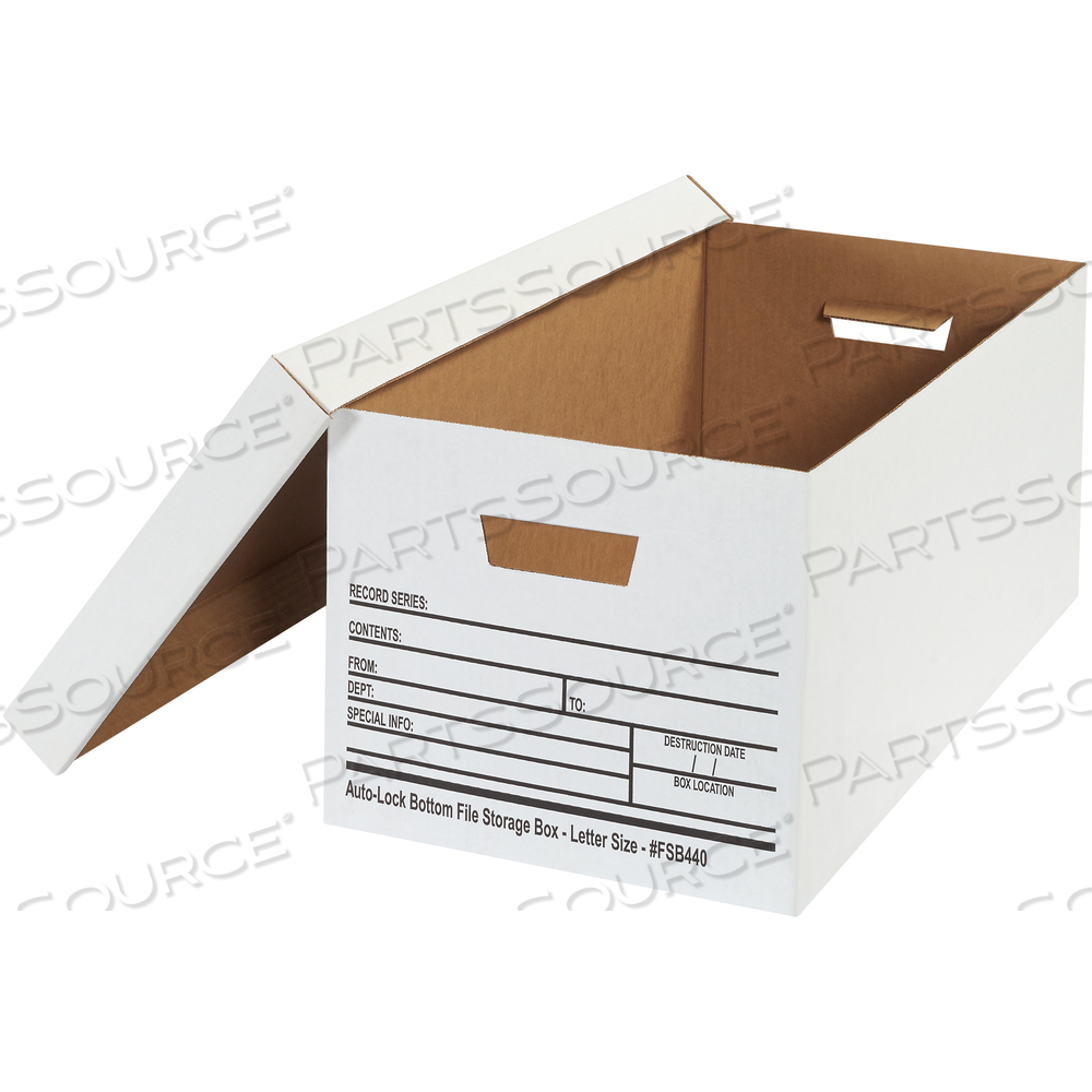 FILE STORAGE BOXES, AUTO-LOCK BOTTOM, 24" X 12" X 10", WHITE, 12/CASE by BOX Partners (Box Acquisitions, LLC)