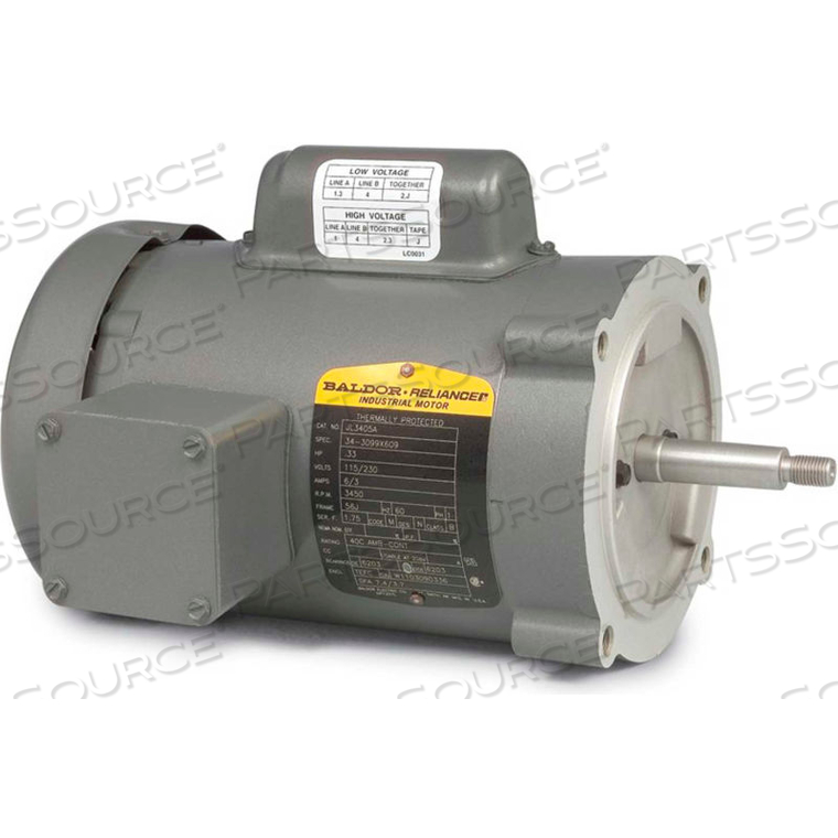 MOTOR, .5HP, 1725RPM, 1PH, 60HZ, 56J, 3421L, TEFC, F1 by BALDOR MOTOR, .5HP, 1725RPM, 1PH, 60HZ, 56J, 3421L, TEFC, F1 by BALDOR