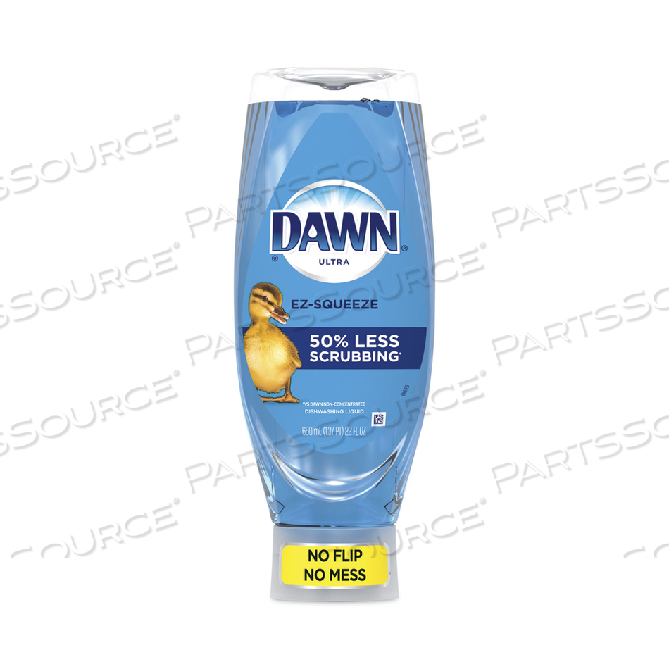 ULTRA LIQUID DISH DETERGENT, DAWN ORIGINAL, THREE 22 OZ E-Z SQUEEZE BOTTLES, 2 SPONGES 