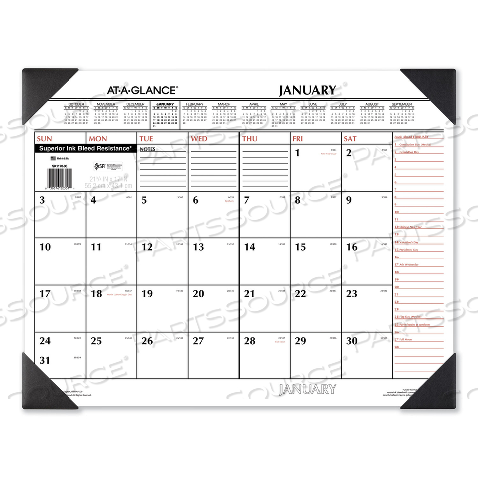 TWO-COLOR MONTHLY DESK PAD CALENDAR, 22 X 17, WHITE SHEETS, BLACK CORNERS, 12-MONTH (JAN TO DEC): 2023 by At-A-Glance TWO-COLOR MONTHLY DESK PAD CALENDAR, 22 X 17, WHITE SHEETS, BLACK CORNERS, 12-MONTH (JAN TO DEC): 2023 by At-A-Glance