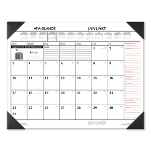 TWO-COLOR MONTHLY DESK PAD CALENDAR, 22 X 17, WHITE SHEETS, BLACK CORNERS, 12-MONTH (JAN TO DEC): 2023 by At-A-Glance