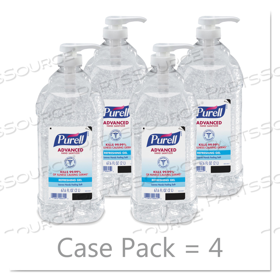 ADVANCED REFRESHING GEL HAND SANITIZER, 2 L PUMP BOTTLE, CLEAN SCENT 