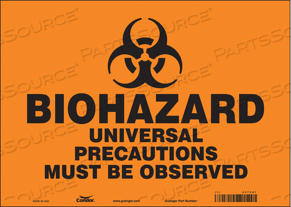 BIOHAZARD SIGN, HORIZONTAL RECTANGLE, NUMBER OF PRINTED SIDES 1, ENGLISH, SIGN FORMAT OTHER FORMAT, SIGN LEGEND BIOHAZARD UNIVERSAL PRECAUTI by Condor BIOHAZARD SIGN, HORIZONTAL RECTANGLE, NUMBER OF PRINTED SIDES 1, ENGLISH, SIGN FORMAT OTHER FORMAT, SIGN LEGEND BIOHAZARD UNIVERSAL PRECAUTI by Condor