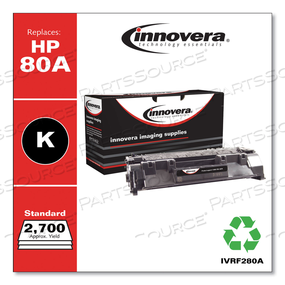 REMANUFACTURED BLACK TONER, REPLACEMENT FOR 80A (CF280A), 2,700 PAGE-YIELD by Innovera