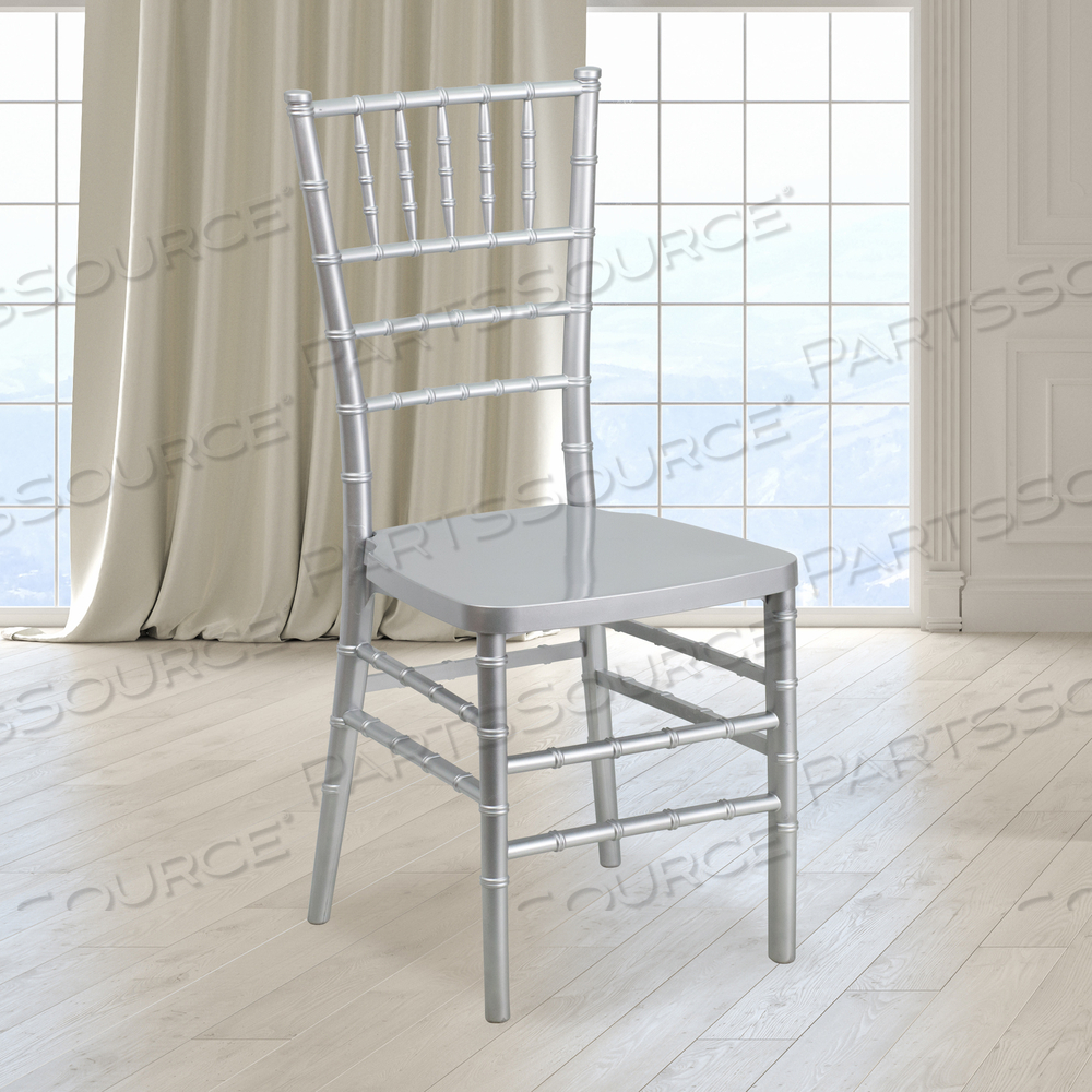 HERCULES PREMIUM SERIES SILVER RESIN STACKING CHIAVARI CHAIR by Flash Furniture
