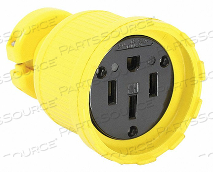 STRAIGHT BLADE CONNECTOR, 14-50R, 50 A, 125/250V AC, 3 POLES, YELLOW by KH Industries