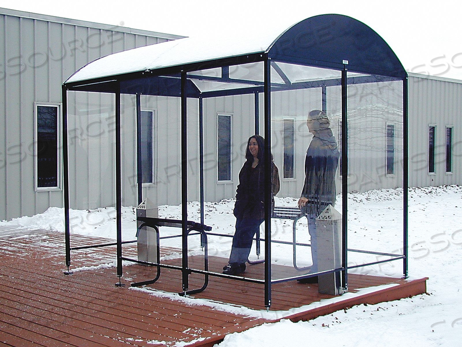 4 SIDED SMOKING SHELTER - FREESTANDING - 10'4"W X 7'D X 8'2"H BLACK by No Butts Bin Co. 4 SIDED SMOKING SHELTER - FREESTANDING - 10'4"W X 7'D X 8'2"H BLACK by No Butts Bin Co.