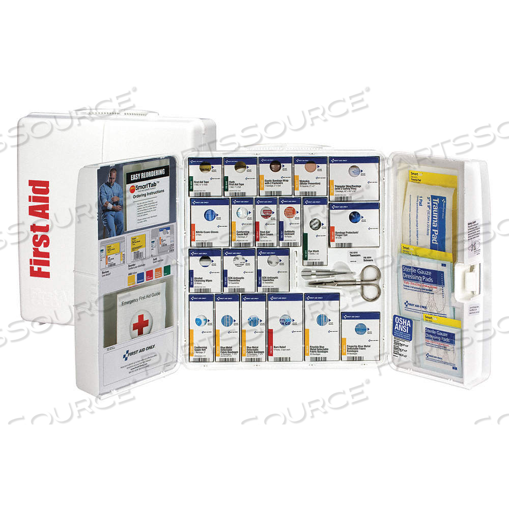 FIRST AID KIT AND HOUSING, GEN PURPOSE, 100 PEOPLE SERVED, 251 COMPONENTS, PLASTIC by Approved Vendor