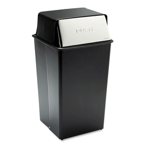 REFLECTIONS PUSH TOP SQUARE RECEPTACLE, 36 GAL, STEEL, BLACK/CHROME by Safco REFLECTIONS PUSH TOP SQUARE RECEPTACLE, 36 GAL, STEEL, BLACK/CHROME by Safco