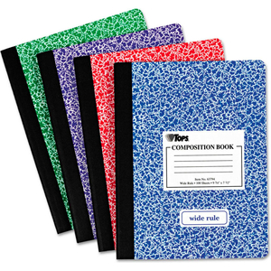 COMPOSITION BOOK W/HARD CVR, 9-3/4" X 7-1/2", WHITE, 100 SHEETS/PACK by Tops