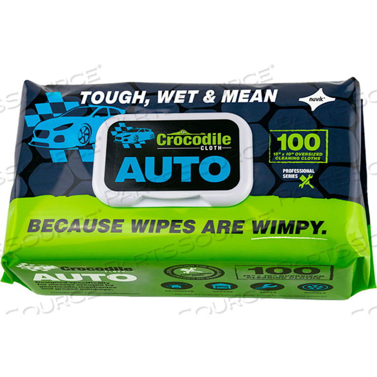 CROCODILE CLOTH PROFESSIONAL AUTO CLEANING CLOTH WIPES, 100 WIPES/PACK by Nuvik USA Inc