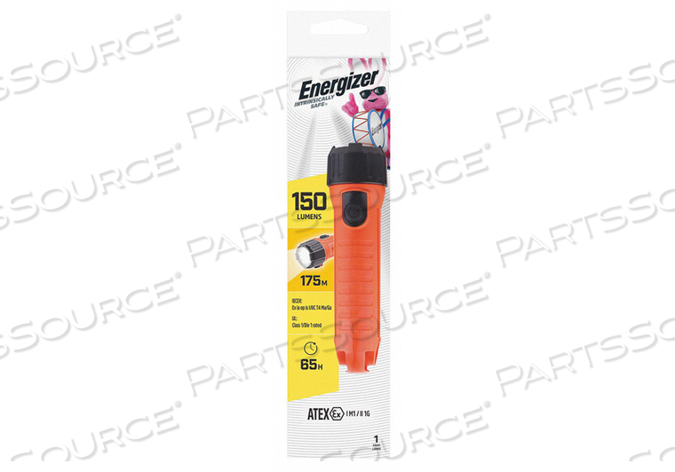 FLASHLIGHT, ALKALINE BATTERY, LED, D, ORANGE, 150 LM, 175M by Energizer
