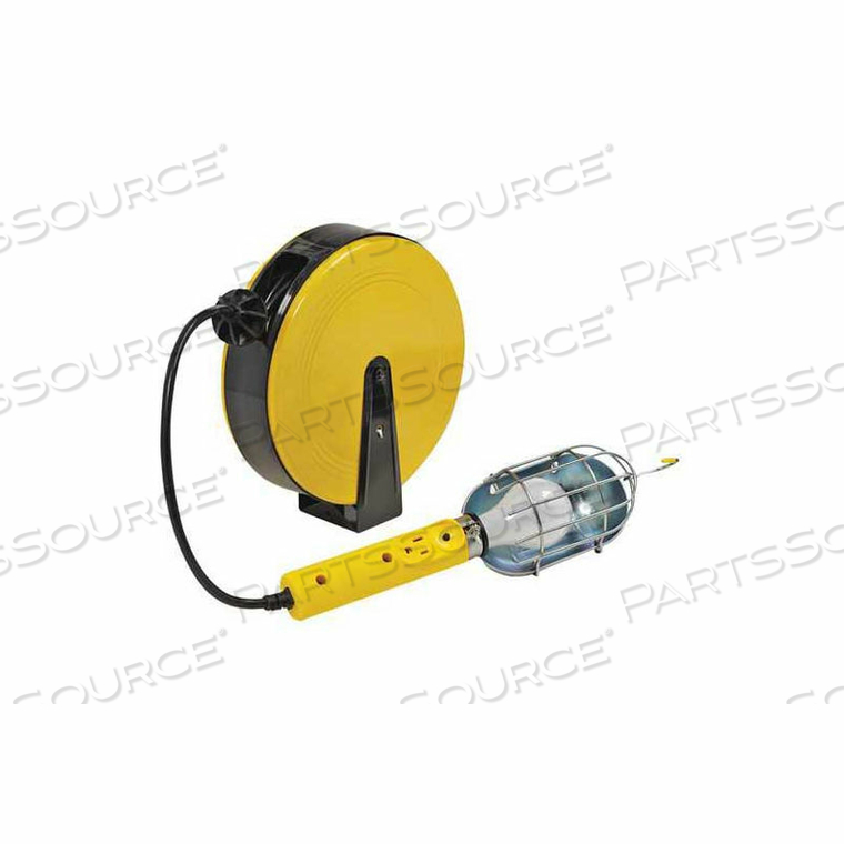 PRO TROUBLE LIGHT W/TAP, RETRACTABLE REEL, 40'L CORD, 16/3 GA, YW/BLK, 4-PK by Bayco