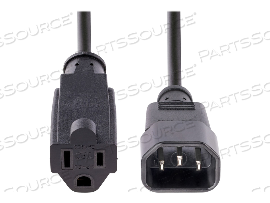 3FT (1M) POWER EXTENSION CORD, IEC C14 TO NEMA 5-15R, 10A 125V, 18AWG, BLACK COMPUTER POWER EXTENSION CORD, OUTLET EXTENSION CABLE FOR POWER by StarTech.com Ltd. 3FT (1M) POWER EXTENSION CORD, IEC C14 TO NEMA 5-15R, 10A 125V, 18AWG, BLACK COMPUTER POWER EXTENSION CORD, OUTLET EXTENSION CABLE FOR POWER by StarTech.com Ltd.