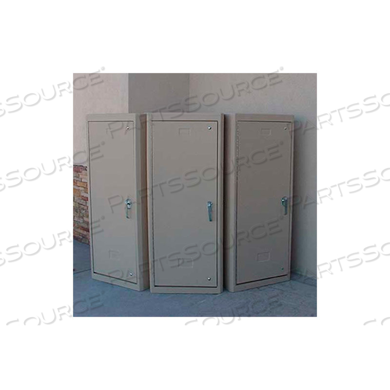 301V, BIKE-SHELL BIKE LOCKER, 1 BIKE CAP., 54"L X 30"WF X 4"WB X 74"H, TAN, T-HANDLE by American Bicycle Security