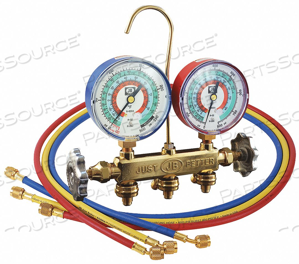 MECHANICAL MANIFOLD GAUGE SET 3 VALVES by JB Industries