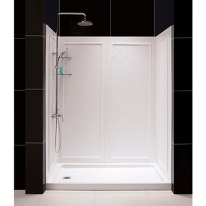 SLIMLINE 30" X 60" SHOWER BASE LEFT H& DRAIN & QWALL-5 SHOWER BACKWALL KIT by Dreamline