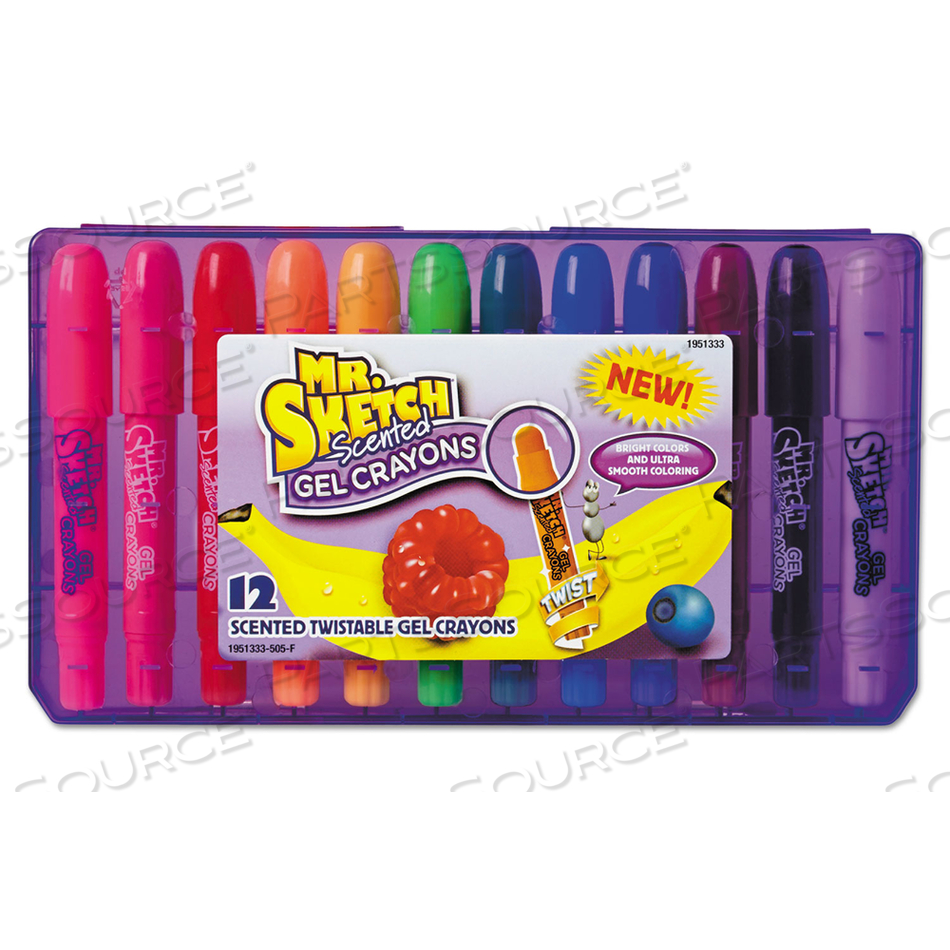 SCENTED TWISTABLE GEL CRAYONS, MEDIUM SIZE, ASSORTED, 12/PACK 